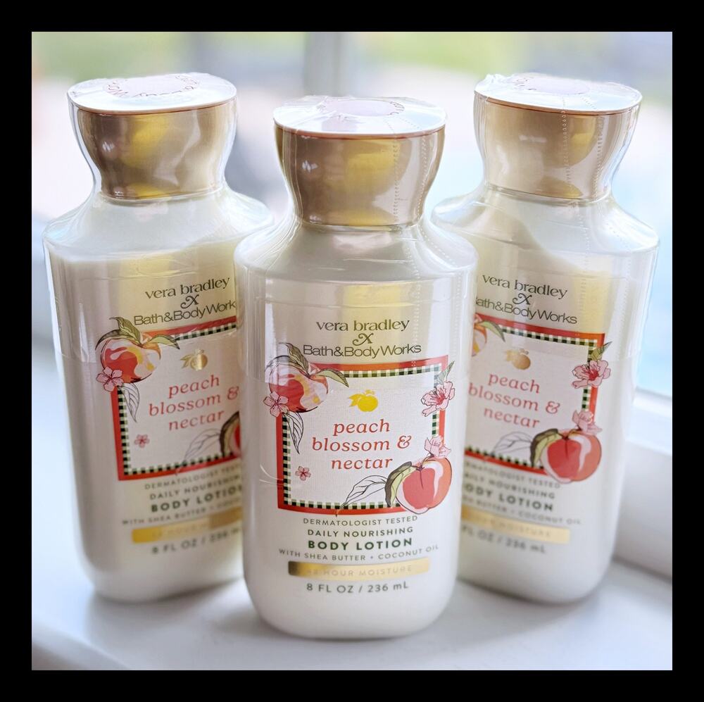 Bath & Body Works Peach Blossom & Nectar Vera Bradley Nourishing Body Lotion x3